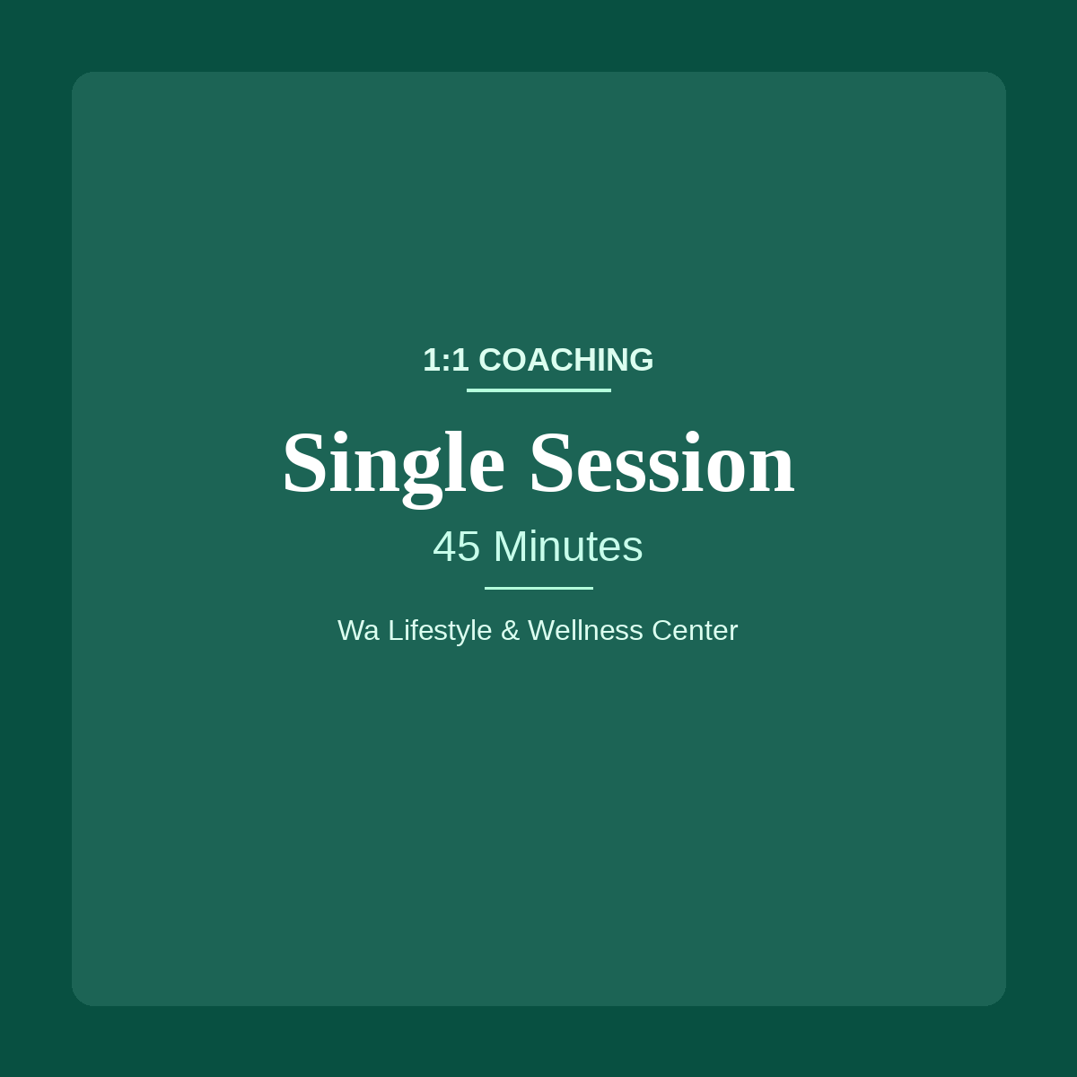 Single 1:1 Coaching Session — 45 Minutes | Wa Lifestyle & Wellness Center